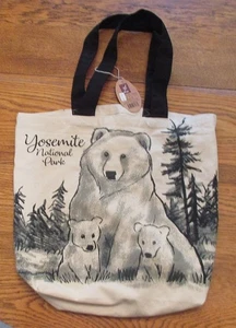 New YOSEMITE National Park Canvas Tote Bag Bears NWT - Picture 1 of 3