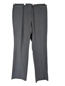 M&S Womens Straight Leg Trousers Charcoal Grey UK 16 Sits Below Waist Stretch - Picture 1 of 7
