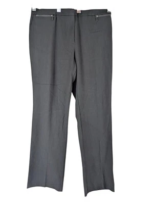 M&S Womens Straight Leg Trousers Charcoal Grey UK 16 Sits Below Waist Stretch - Image 1 of 4