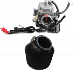 24mm Carburetor & Air Filter For GY6 125cc 150cc Go Kart Buggy ATV Coolster - Foto 1 di 12