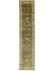 Alfombra de corredor Chobi de óxido claro anudada a mano de 3x12 pies alfombra de diseño floral - Imagen 1 de 17