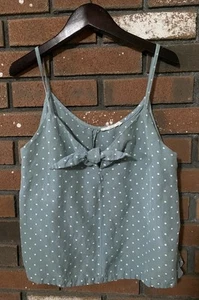 Mango Women's Polka Dot Linen Blend Tank Top In Blue And White XS - Picture 1 of 7