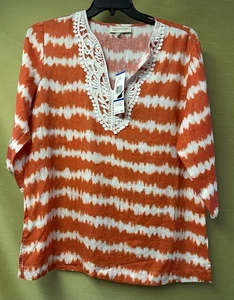 Jones New York Sport 100% Leinen Batik Boho Bluse Gr. XL - Bild 1 von 9