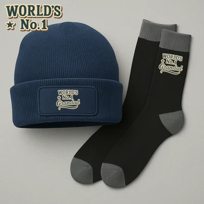 DESIGN, INVENT, PRINT! Grandad Gift Socks & Beanie Hat Present Birthday Christmas Xmas Keepsake Gift