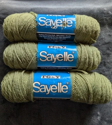 TG&Y Sayelle Acrylic Worsted Yarn Lot of 3 Skeins - 314 Avocado - Image 1 of 3