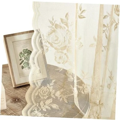 Cortinas de Encaje 45 Pulgadas Largo Country Floral 52"W x 45"L (Pack de 2) Beige Foto 1 de 4