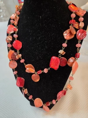 INC Red Shell and Stone Beaded Rope Necklace - Image 1 of 3