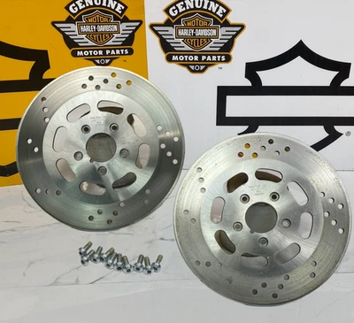 OEM 84-99 Harley Touring Softail Dyna Sportster Front 11.5" Brake Rotors W/Bolts - Image 1 of 4