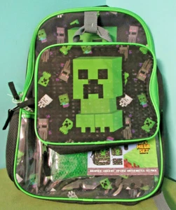 BRAND NEW MOJANG MINECRAFT 5 PIECE MEGA SET BACKPACK GREEN CREEPER SCHOOL - Picture 1 of 4