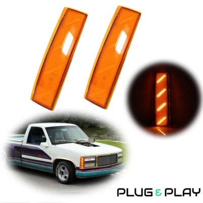 Fits 92-93 GMC Yukon Suburban Amber 4-Strips Style Corner Side Marker LED Lights - Image 1 of 4