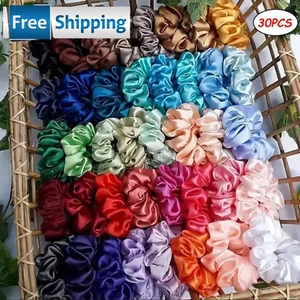 30pcs Hair Ties Elastic Hair Bands with Ribbons Bands Women Hair Accessories - Picture 1 of 6