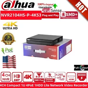 Dahua 4CH PoE NVR CCTV 8MP 1U 1SATA HDD Network Video Recorder NVR2104HS-P-4KS3 - Bild 1 von 28