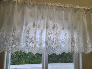 Beautiful White Embroidered Kitchen Half Curtain White Sheer Rod Pocket Curtain - Picture 1 of 10