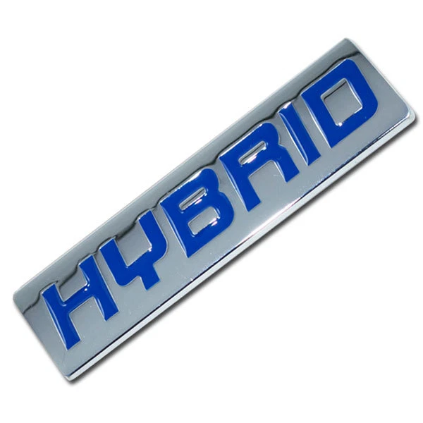CHROME/BLUE METAL HYBRID ENGINE RACE MOTOR SWAP EMBLEM BADGE TRUNK HOOD DOOR - Image 1 of 1