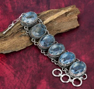 Blue Triplet Opal Gemstone Handmade 925 Sterling Silver Jewelry Bracelet For Her - Picture 1 of 5