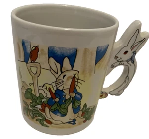Easter Rabbit Bunny Tea Coffee Cup Mug with Bunny Handle 4" Tall White - Picture 1 of 7