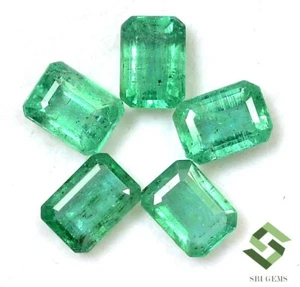 Natural Emerald Octagon Cut 7x5 mm Lot 05 Pcs 5.32 CTS Faceted Loose Gemstones - Picture 1 of 6