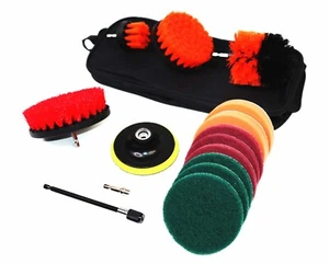 Drill Brush Set with Scour -14 Piece kit / Orange Multi-Purpose SHIPS FREE - Picture 1 of 11