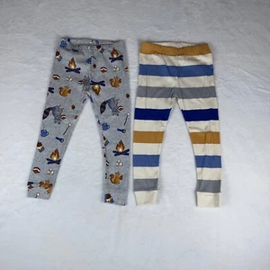 2er Set Pyjama Kinder 3T grau bunt gestreift spitz zulaufendes Bein Soft Touch Gummibund - Bild 1 von 3