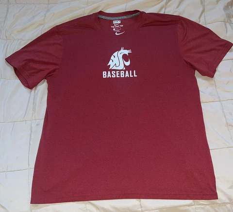 TEAM ISSUED Nike WSU Cougars Baseball Dri-Fit T-Shirt Size Large, Crimson Cover