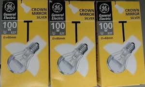 3X GENERAL ELECTRIC CROWN MIRROR SILVER E27 65mm 100W LAMPE/BIRNE DIMMBAR. 3er PACK - Bild 1 von 4