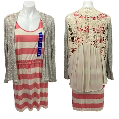 Vestido Maurices Mujer Grande Rayas Naranja Crochet Encaje Suéter Verano Playa Foto 1 de 4