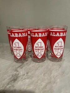 VINTAGE ALABAMA CRIMSON TIDE 1961,1964,1965 NATIONAL CHAMPIONSHIP GLASSES RARE - Picture 1 of 5