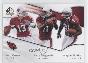 2009 SP Authentic Larry Fitzgerald Kurt Warner Anquan Boldin #174 HOF