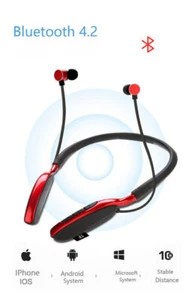 Wireless Headset Earphone Neckband Headphone Mic For iPhone LG Samsung Bluetooth - Photo 1 sur 13