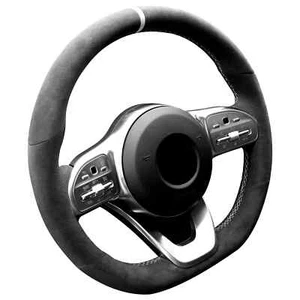 Cubierta de volante Alcantara puntada a mano para Benz W222 W247 W463 H243 H247 247 - Imagen 1 de 11