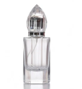 40ml Empty Clear Glass Perfume Bottle Silver Atomiser - Octagon Tear Drop Cap - Picture 1 of 4
