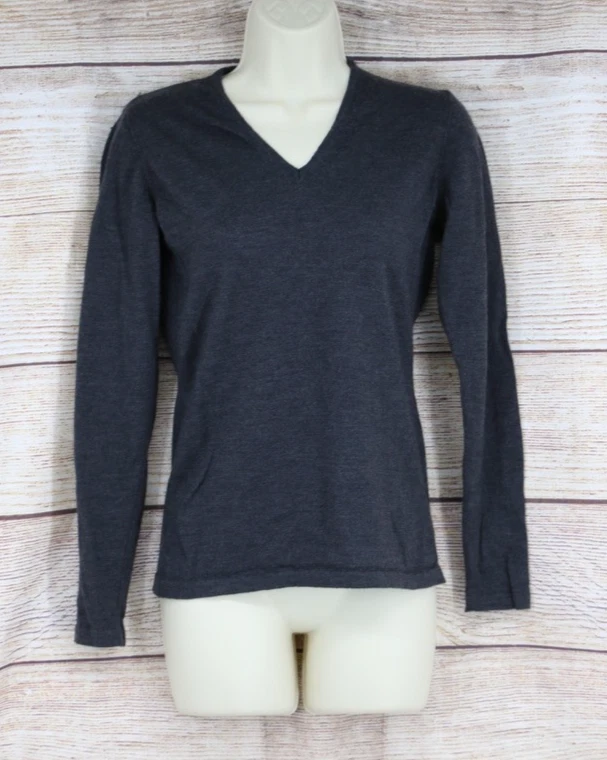 Топ Kirkland Signature женский размер средний с v-образным вырезом шерстяной с длинным рукавом серый - Изображение 1 из 4
