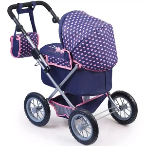 Bayer Trendy Puppenwagen Kinderwagen - Navy Pink Hearts, faltbar mit Tasche, 18" Max Gif - Bild 1 von 7