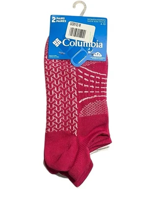 Columbia No Show Calcetines 2 Pares Mujer Zapato Talla 4-10 Acolchado Fucsia Blanco Nuevo Con Etiquetas Foto 1 de 4