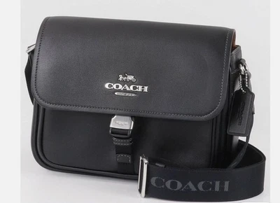 Coach Pace Messenger Bag Shoulder Bag Black Leather/signature Canvas CT818 - Image 1 of 4