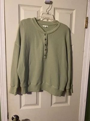 Sudadera Maurices Verde Salvia Claro Cuello Redondo Henley Talla Pequeña Algodón Poliéster Foto 1 de 4