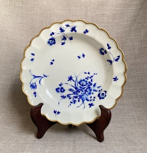 Antique c1770 Early Worcester Porcelain Plate Dry Blue Floral Design James Giles - Picture 1 of 20