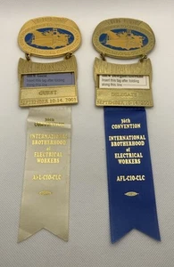 2 VINTAGE IBEW 36TH NATIONAL CONVENTION DELEGATE & GUEST RIBBON 2001 110 YEARS - Picture 1 of 7