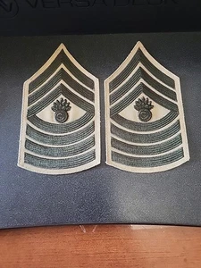 PAIR OF USMC E-9 MASTER GUNNERY SERGEANT CHEVRONS, SERVICE KHAKI MGYSGT MALE - Picture 1 of 4