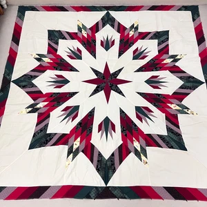 Handarbeit Urlaub Indianer Stern Patchwork Baumwolle Quilt Top/Topper 86x86" - Bild 1 von 4