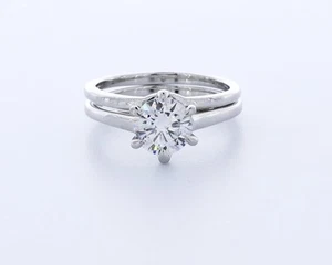 Set da sposa solitario testa corona platino rotonda diamante creato in laboratorio 2,0 CT - Foto 1 di 4