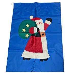 Santa Flagge große Applikation 2-seitig Winter Weihnachtsgeschenke blau Banner (28" x 39") - Bild 1 von 4
