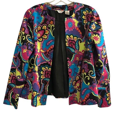 Chaqueta Blazer Laura Ashley Petite Multicolor Estampado Cachemira Frente Abierto Chaqueta PM Foto 1 de 4