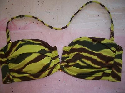 VICTORIA'S SECRET X~SMALL BIKINI TOP ANIMAL PRINT BANDEAU MULTI COLOR NWT - Image 1 of 2