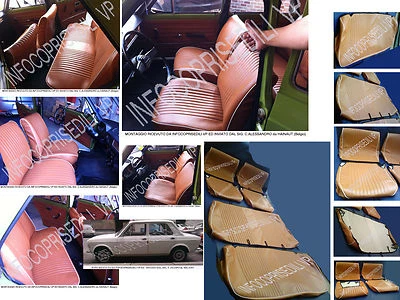 FIAT 128 BERLINA Faro Tondo COPRISEDILI SERIE COMPLETA MARRONE "CUOIO" e BIANCO  — 第 1/4 张图片