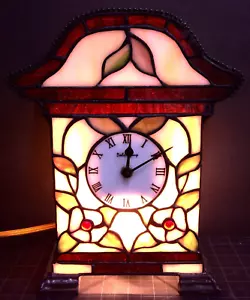 Schöne Buntglas Dale Tiffany Manteluhr Lampe Floral Nachtlicht - Bild 1 von 3