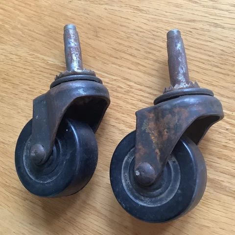 Set of 2 Vintage Mid-Century  Furniture Swivel Caster Wheels Circa 1950 Cover