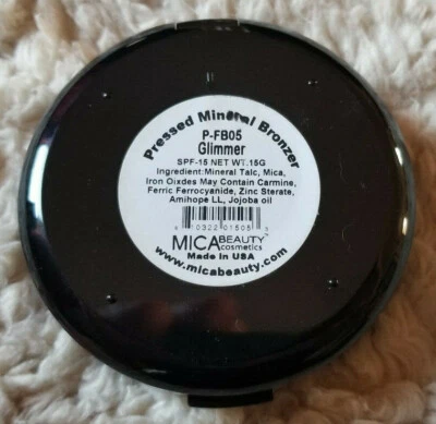 Mica Beauty Pressed Mineral Bronzer P-FB05 GLIMMER 15g SPF-15 VEGAN UNUSED! - Image 1 of 4