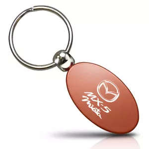 Mazda MX-5 Miata Orange Aluminum Oval Key Chain - Picture 1 of 3
