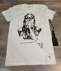 HELLZ BELLZ  LADY With Sunglasses WOMENS TEE SHIRT SMALL S White & BLACK, W/ Tag